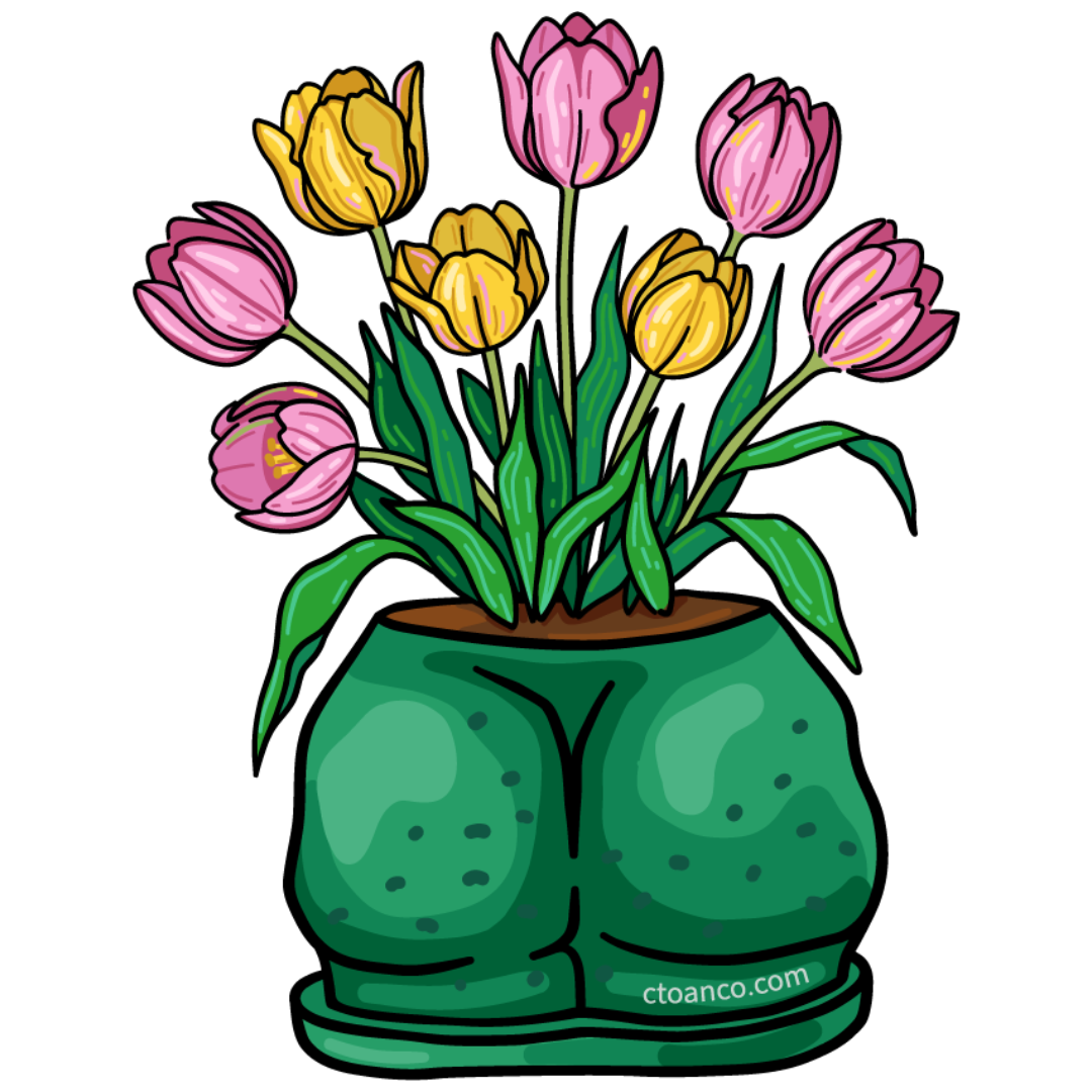 Fanny Planter with Tulips Sticker