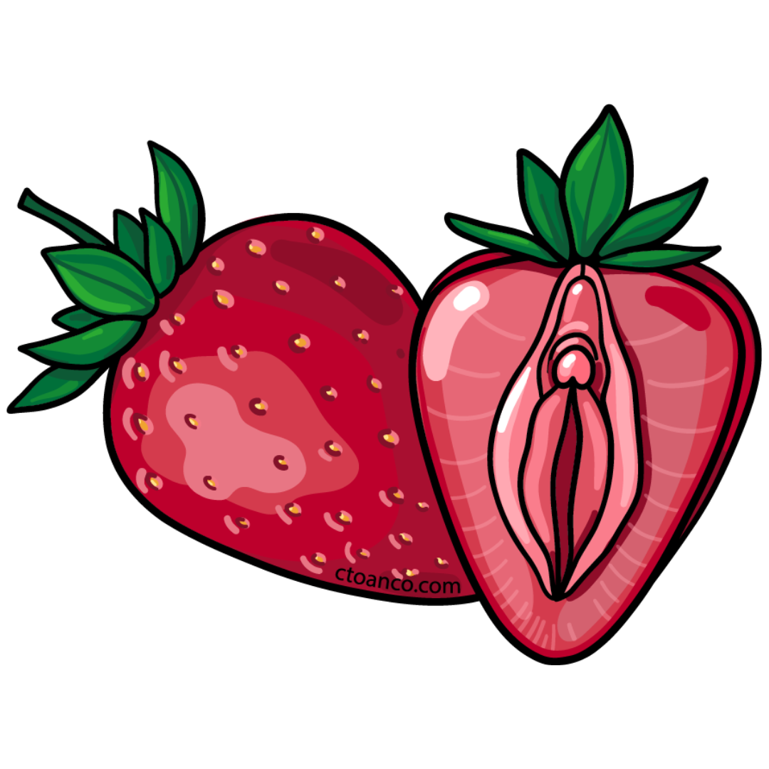 Bottom Growth Vulva Strawberry Sticker