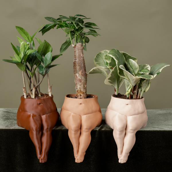 plant pots with faces and feet Thighs of Thunder Seated Planter