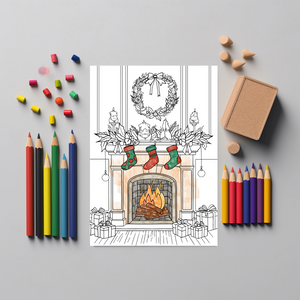 Christmas Fireplace Coloring Page