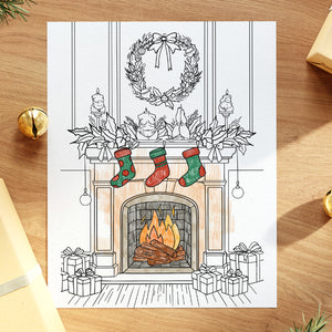 Christmas Fireplace Coloring Page