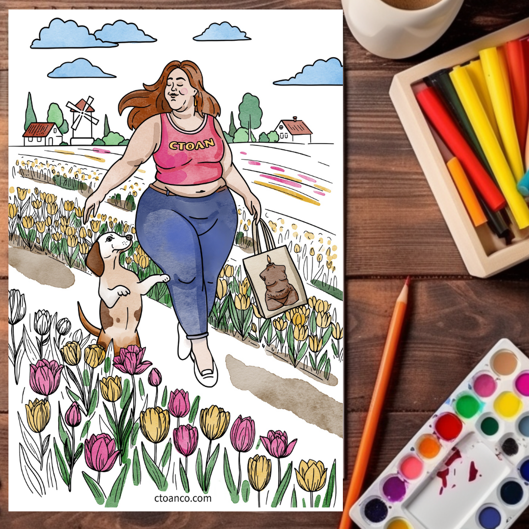 Tulip Field Coloring Page