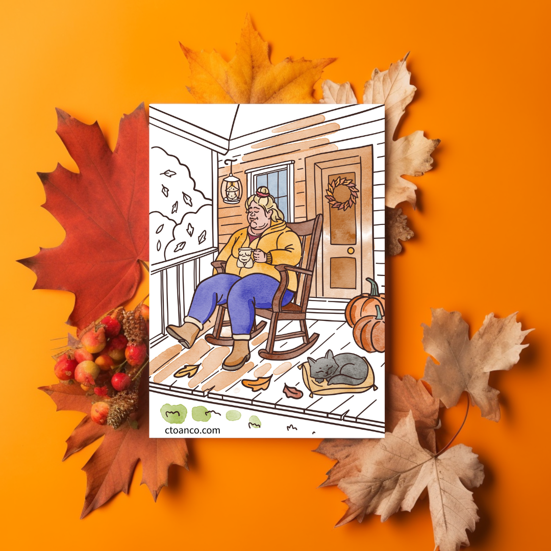 Fall Rocking Chair Coloring Page